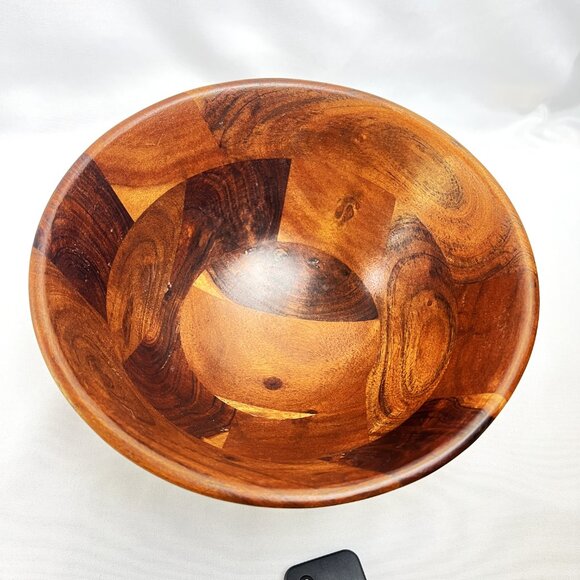 Thames & Kosmos Acacia Wood Serving Bowl Handcrafted Large Salad Serving Bowl 9" - Picture 8 of 9